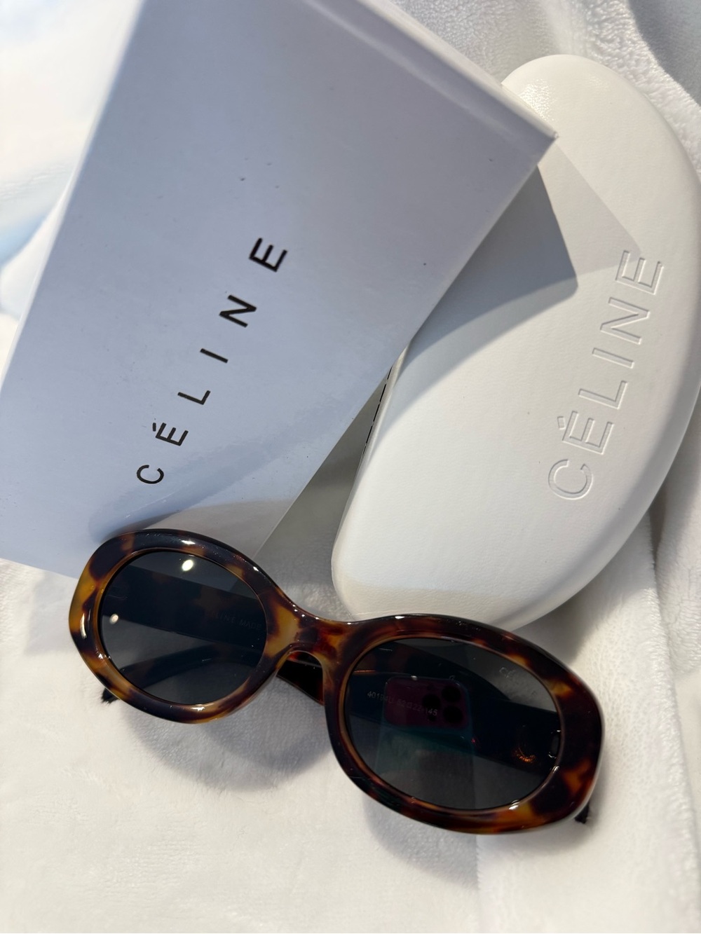 CELINE Women's Tortoiseshell Oval Sunglasses - Dark Lenses